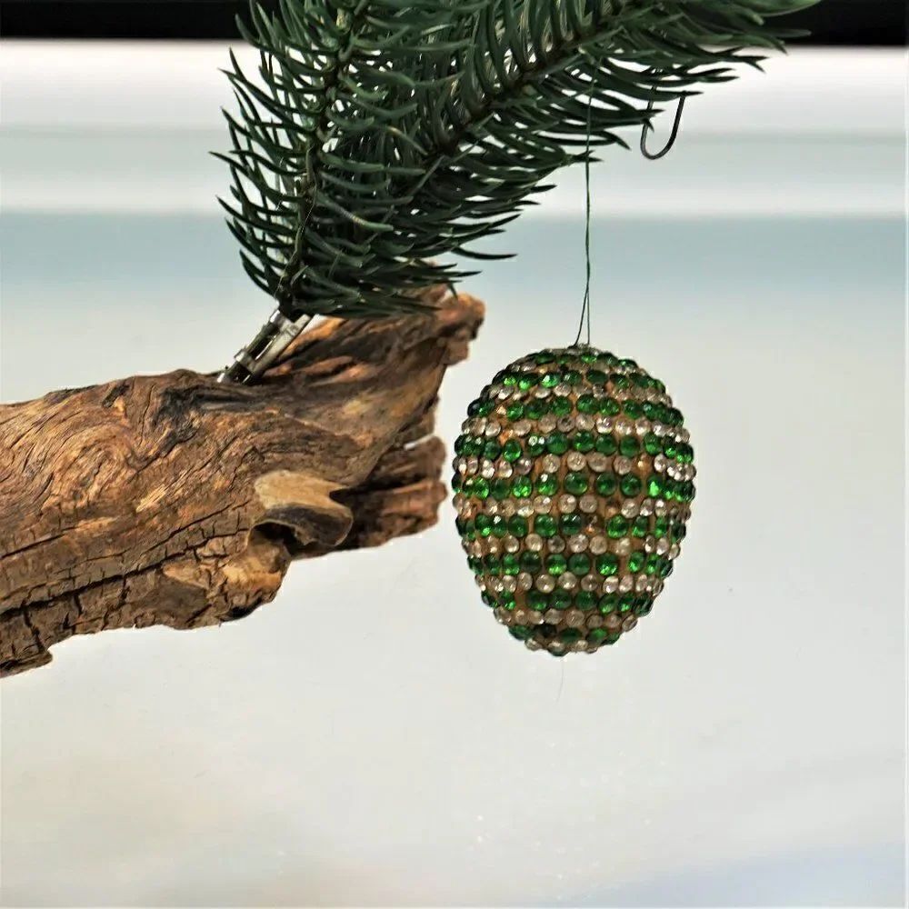Christmas Ornament Sequined Jeweled Egg Vintage Tree Decoration